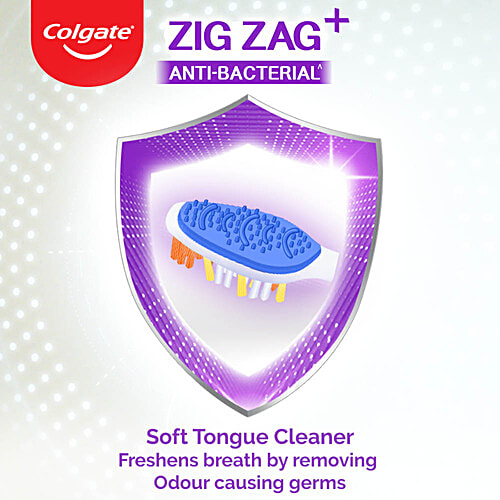 Colgate ZigZag Anti-Bacterial Toothbrush - Medium, 3 pcs  