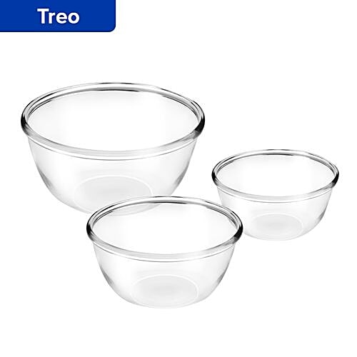 Treo Mixing Bowl With Lid Glass Bakeware Set - Transparent, 3 pcs  