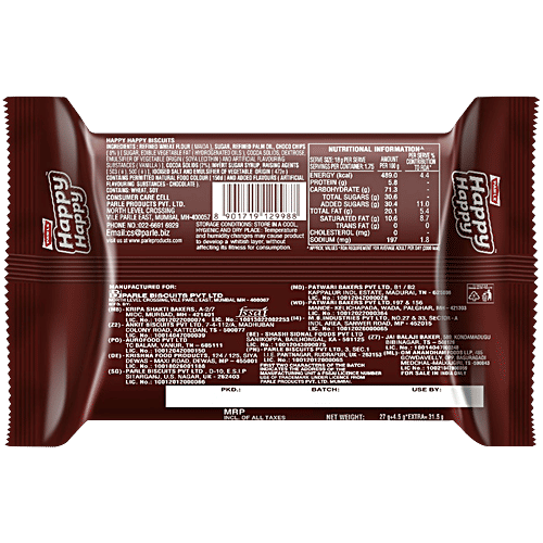Parle Happy Choco-Chip Cookies, 31.5 g  