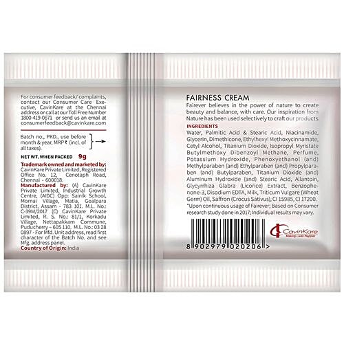 Fairever Fairness Cream, 9 g Pouch 