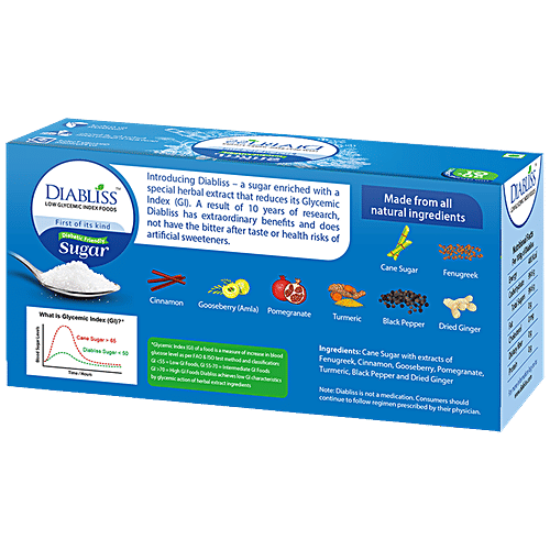 DIABLISS Diabetic Friendly Sugar - Sulphur Free, Low GI, For Wellness Conscious, 200 g (40 Sachets x 5 g Each) 