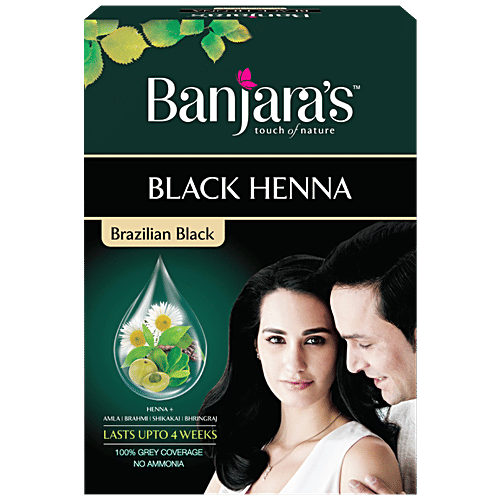 Banjara's Black Henna Hair Colour - Brazilian Black, 54 g