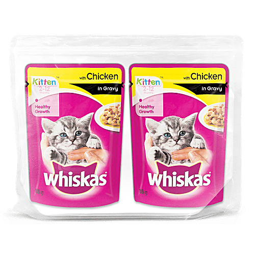 Buy Whiskas Wet Pet Food For Kitten, 212 Months, Chicken in Gravy