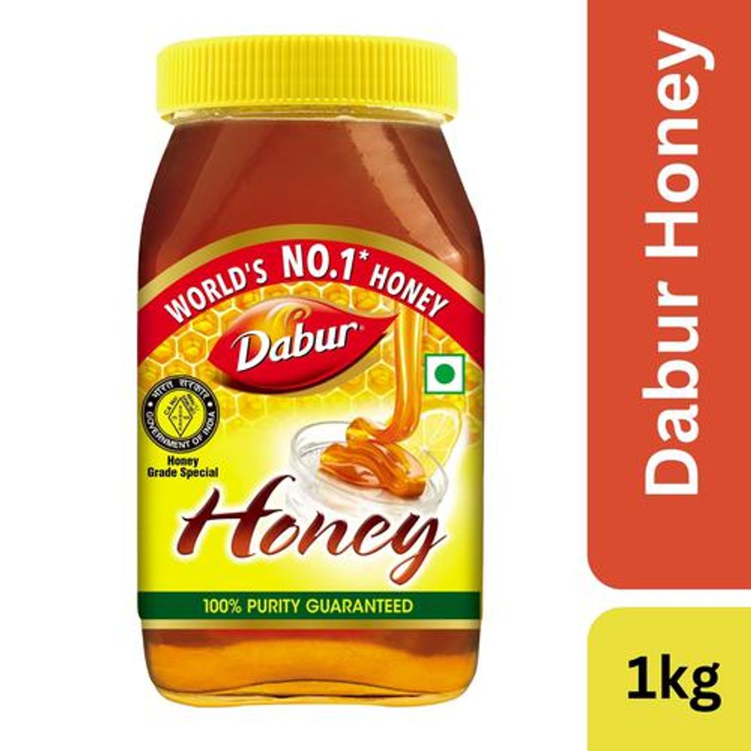 Dabur 100% Pure Honey - Worlds No. 1 Honey Brand With No Sugar Adulteration, 1 Kg 
