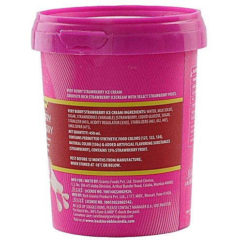 Buy Baskin Robbins Ice Cream Very Berry Strawberry 450 Ml Tub Online At
