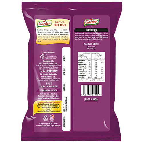 Garden Diet Bhel Mumbai Special - Crispy & Crunchy, 140 g Pouch Zero Trans Fat & Zero Cholesterol
