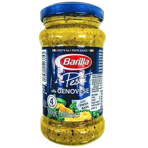 Barilla Pesto Genovese Pasta & Pizza Sauce - With Fresh Basil & No Added Preservatives, 190 g Jar Fresh Basil
 Real Italian Cheese