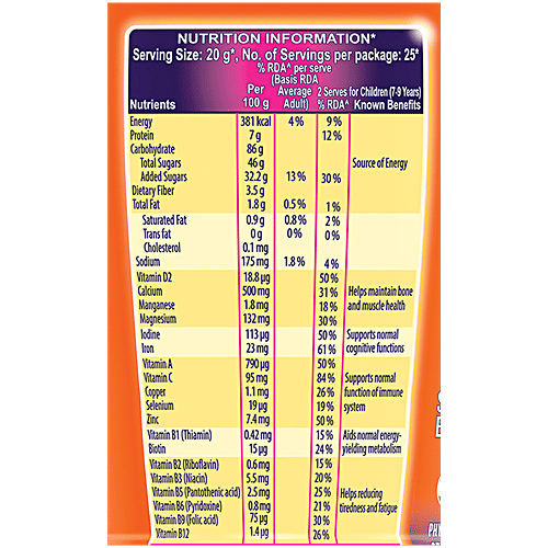 Bournvita Chocolate Nutrition Drink, 500 g Bottle Vitamin D
