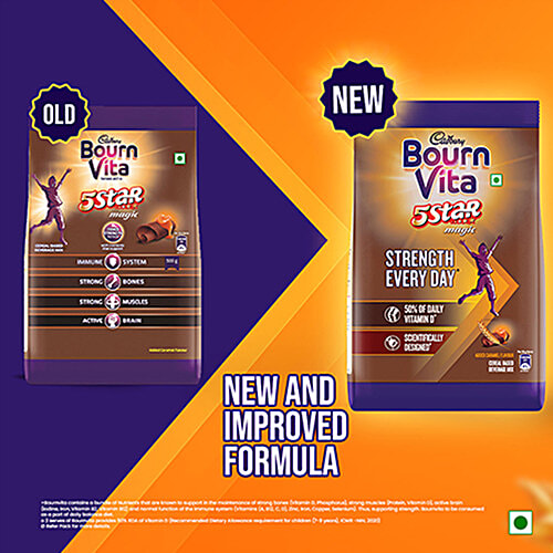 Cadbury Chocolate Health Drink - Bournvita 5 Star Magic, 500 g Pouch 