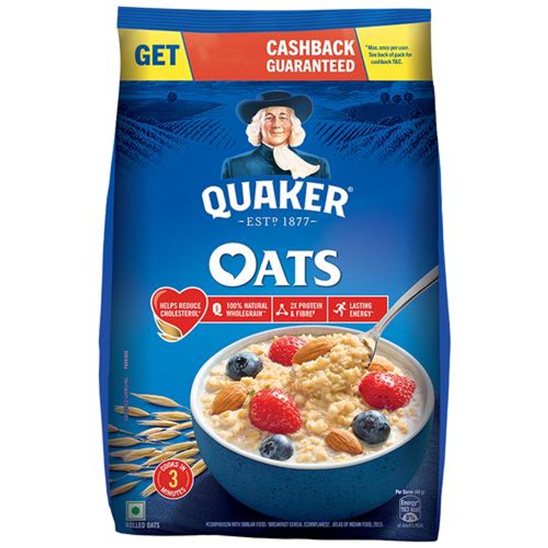 Quaker Oats - Natural Wholegrain, Nutritious Breakfast Cereal, 1 kg Pouch