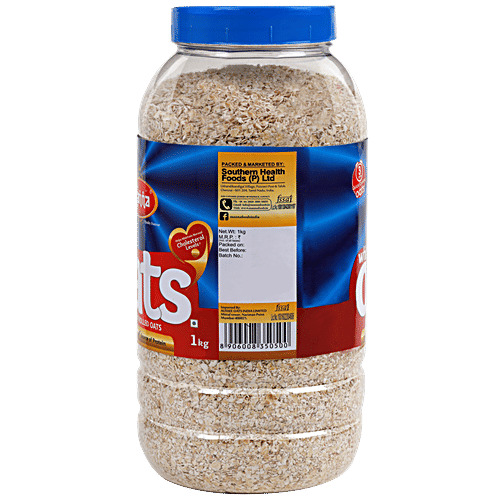 Manna White Oats - High In Fibre & Protein, Helps Maintain Cholesterol, Diabetic-Friendly, 1 kg Jar Rich in Fibre, Source of Protein