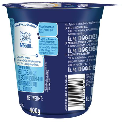 Nestle A+ ActiPlus - Probiotic Dahi/Curd, Low In Fat, Supports Gut Health, 400 g Cup 
