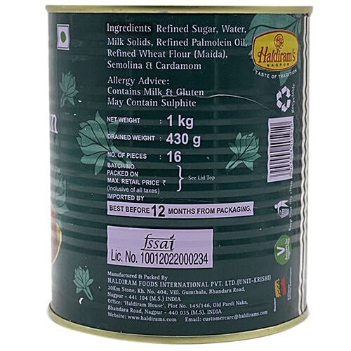 Haldirams  Gulab Jamun, 1 kg Tin 
