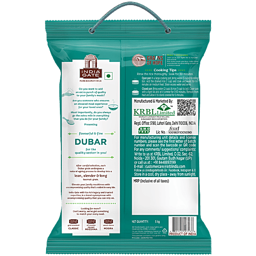 India Gate Basmati Rice/Basmati Akki - Dubar, 5 kg Pouch 