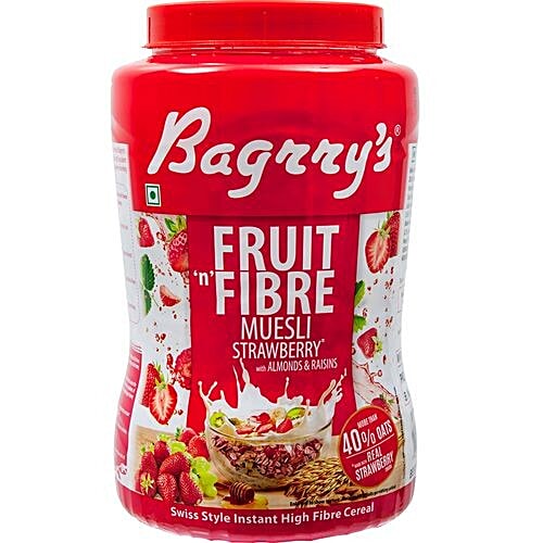 Buy Bagrrys Fruit N Fibre Muesli Strawberry 1 kg Jar Online at Best