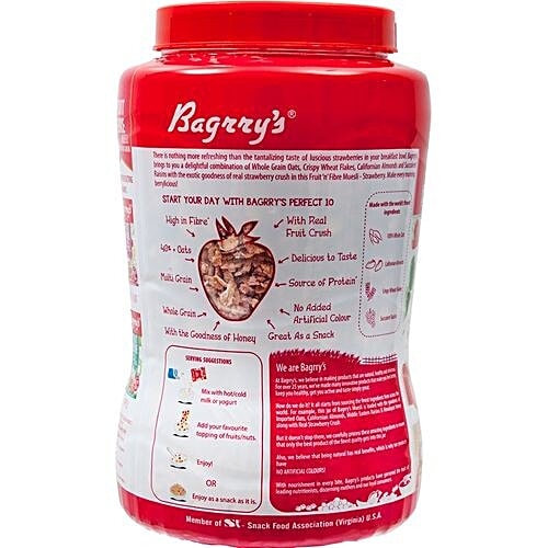 Buy Bagrrys Fruit N Fibre Muesli Strawberry 1 kg Jar Online at Best