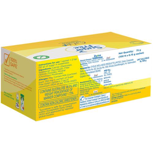 Sugar Free Gold+ Low Calorie Sweetener, 75 g (100 Sachets x 0.75 g) Low Calorie Sugar Substitute, Indias No 1 Sweetener, With Low Calories