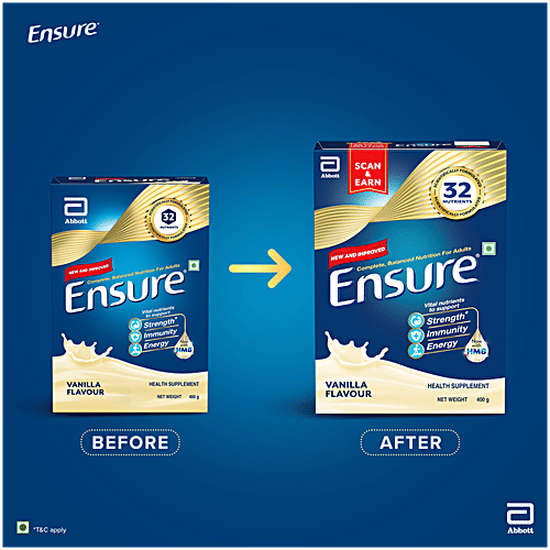 Ensure Clinically Proven Nutritional Drink For Adults- Vanilla, 375 g Helps Build & Protect Muscle Strength