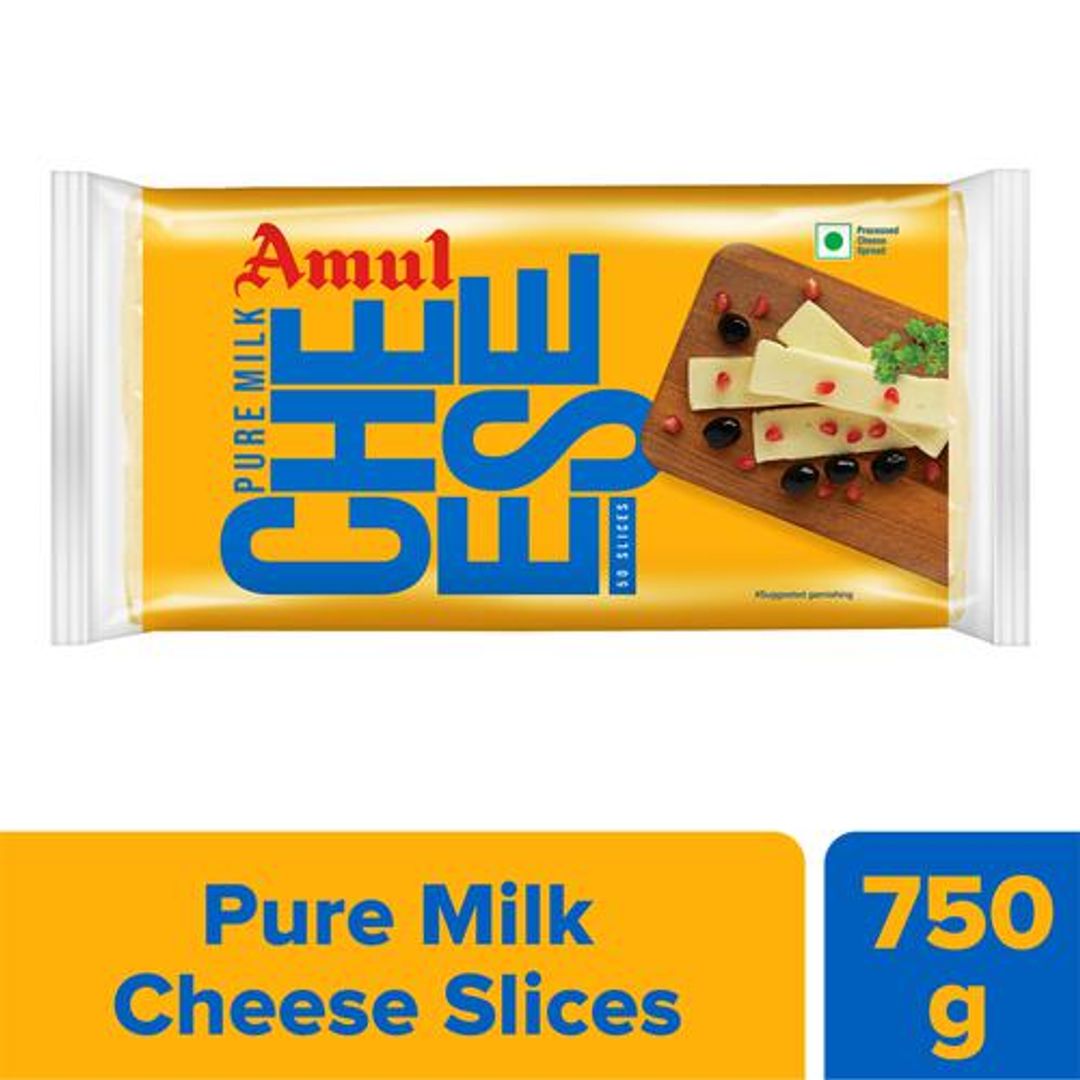 Amul Cheese Slices - Rich In Protein, Wholesome, No Added Sugar, 750 g (50 Slices)
