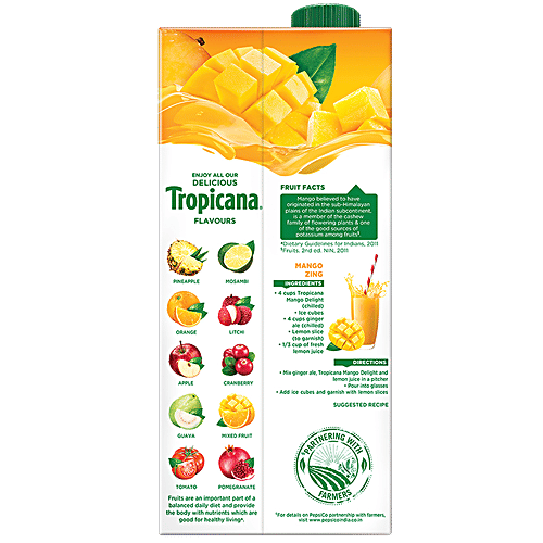 Tropicana Fruit Juice - Delight, Mango, 1 L Tetra 