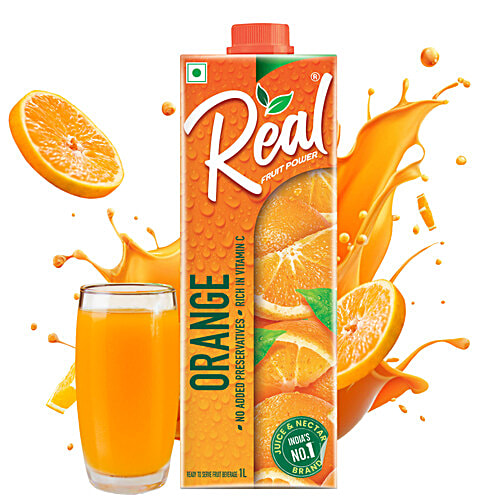 Real Fruit Power Orange Juice, 1 L  Zero Fat