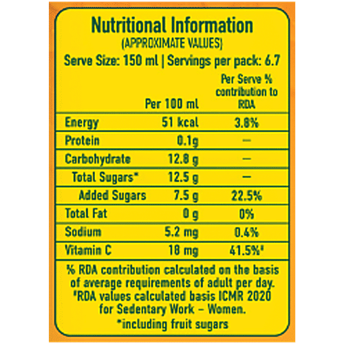 Real Fruit Power Pineapple Juice, 1 L  Zero Fat