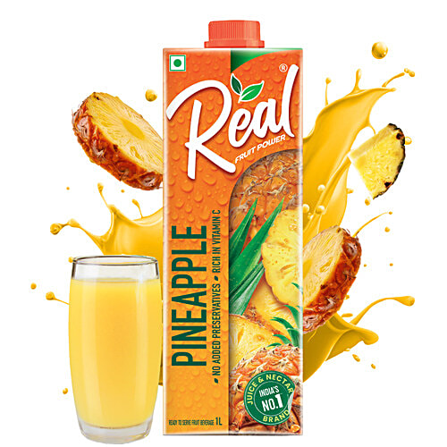 Real Fruit Power Pineapple Juice, 1 L  Zero Fat