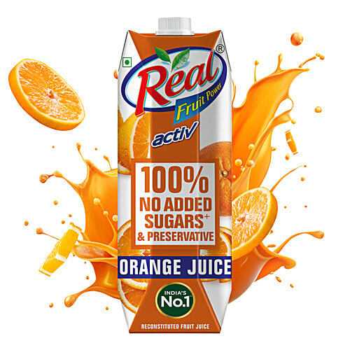 Real Activ Orange Juice, 1 L  No Added Sugar, No Added Preservative