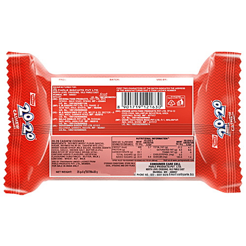 Parle 20-20 Cashew Cookies, 30 g Pouch