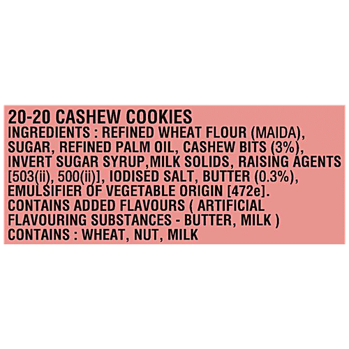 Parle 20-20 Cashew Cookies, 30 g Pouch