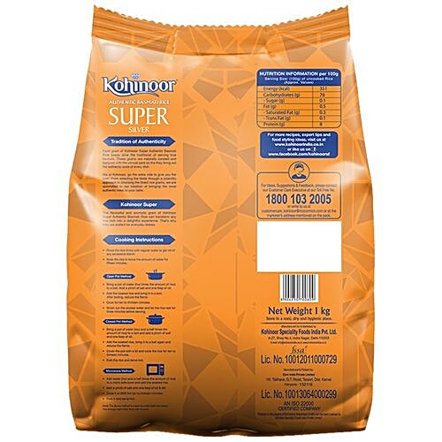 Kohinoor Basmati Rice/Basmati Akki - Super Silver Aged, 1 kg  