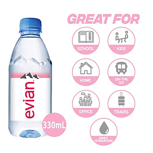 Evian Natural Mineral Water, 330 ml Bottle No Trans Fat, Sugar