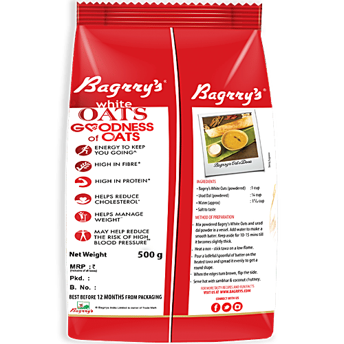 Bagrrys White Oats, 500 g Pouch 