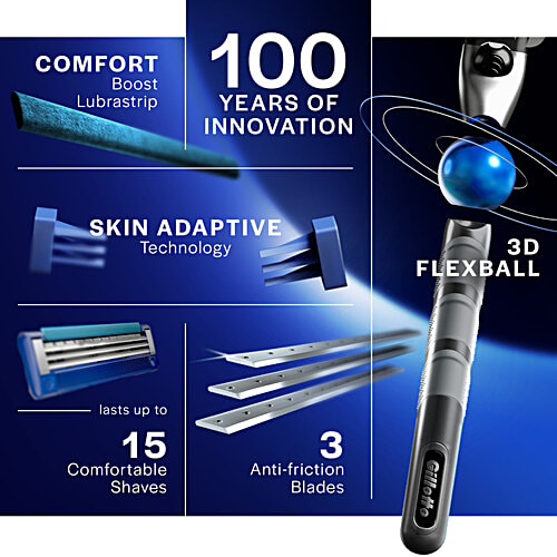 Gillette Mach 3 Turbo 3-Bladed Refill - With Comfort Gel Bar, Advanced Anti-Friction Coating, 4 pcs  Advanced Anti-Friction Coating, More Lubricants