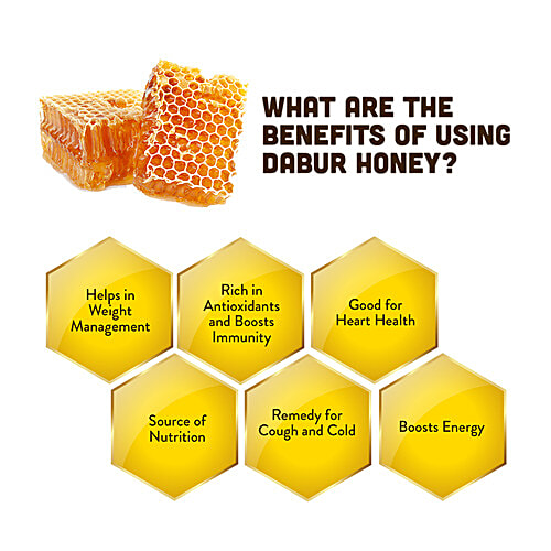 Dabur 100% Pure Honey - Worlds No.1 Honey Brand With No Sugar Adulteration, 100 g Bottle 