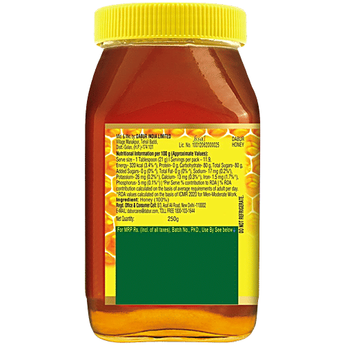Dabur Pure Honey - Worlds No.1 Honey Brand With No Sugar Adulteration, 250 g  