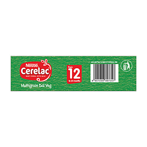 Nestle Cerelac Multigrain Dal Veg Baby Cereal With Milk - From 12-24 Months, 300 g Source of Iron, Rich in Protein, 14 Nutrients Including Vitamins & Minerals