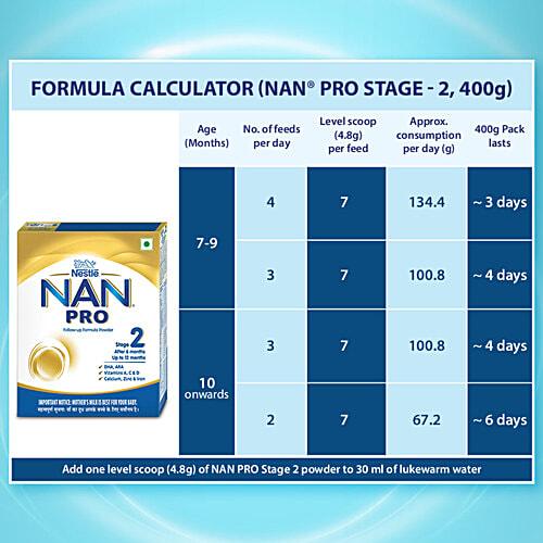 Nestle  Nan Pro Follow-Up Formula - Stage 2,  After 6 months, 400 g Bag-In-Box 