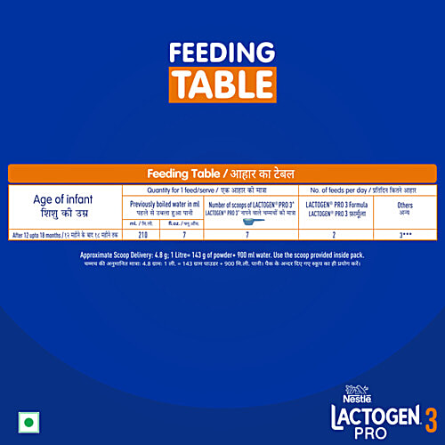 Nestle Lactogen Pro 3 Follow-Up Formula Powder - After 12 Months Up To 18 Months, 400 g  Whey Protein, Iron, Vitamin A/C & D