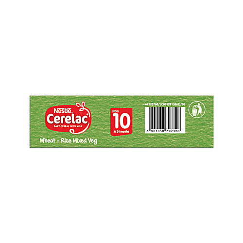 Nestle Cerelac Wheat-Rice Mixed Veg Baby Cereal With Milk - 10 To 24 Months, 300 g  Source of Iron, Rich in Protein, 14 Nutrients Including Vitamins & Minerals