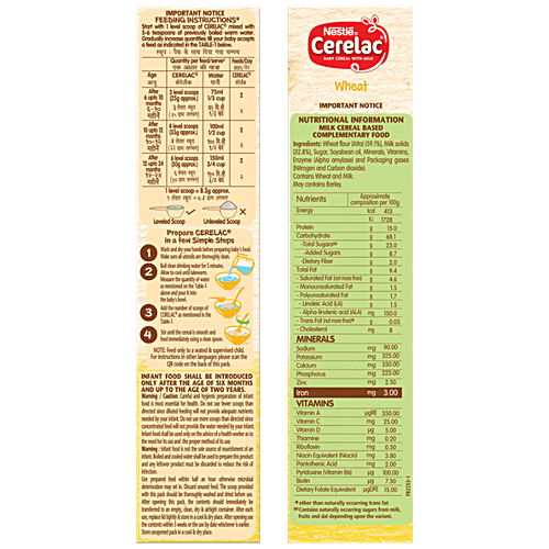 Nestle Cerelac Stage (6 Months Powder 300 Gm Wheat (Refill Pack