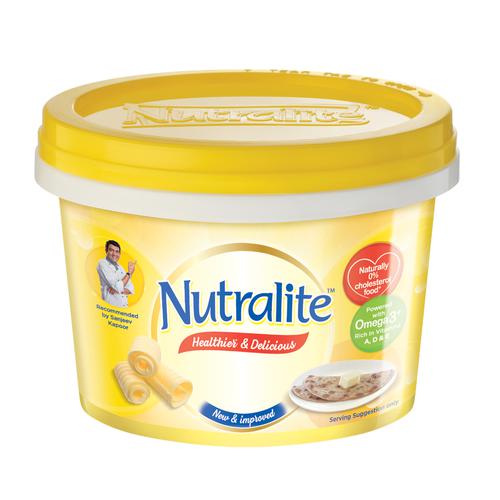 Nutralite Healthier & Delicious Fat Spread, 500 g Microwaveable Tub Powered with Omega-3, 0% Cholesterol