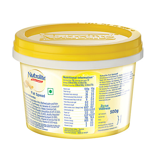 Nutralite Fat Spread, 500 g Tub Powered with Omega-3, 0% Cholesterol