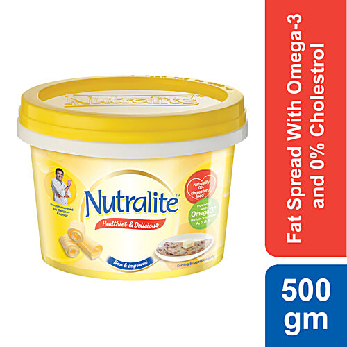 Nutralite Fat Spread, 500 g Tub Powered with Omega-3, 0% Cholesterol