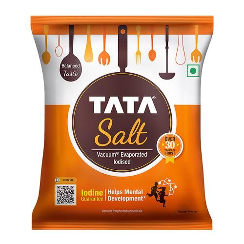 Tata Salt Vacuum Evaporated Iodised Salt - Helps Mental Development, 1 kg Pouch 