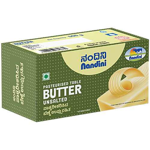 Nandini Unsalted Pasteurised Butter, 500 g Carton Made from Cow Milk