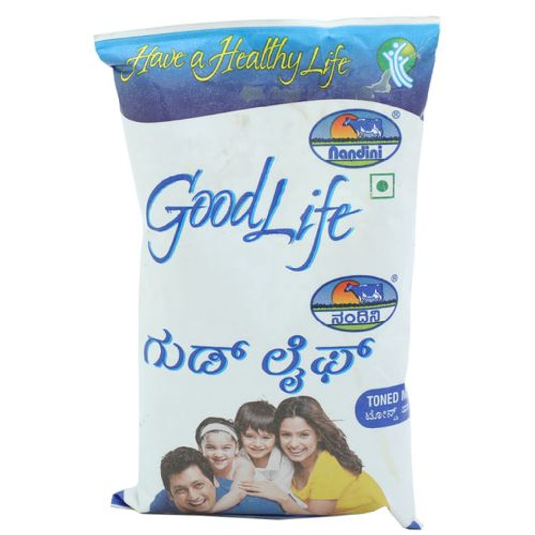 Nandini GoodLife UHT Treated Toned Milk, 500 ml Pouch