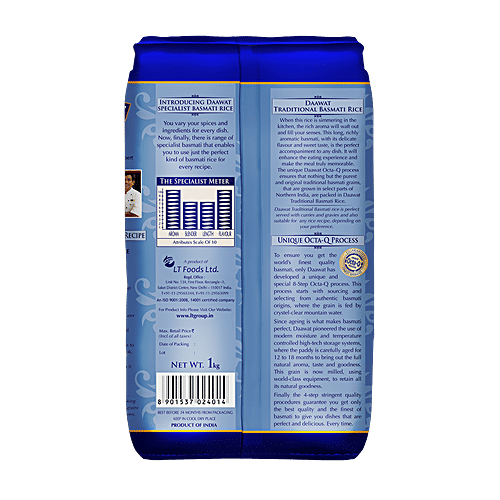 Daawat  Basmati Rice/Basmati Akki - Traditional, 1 kg Pouch 