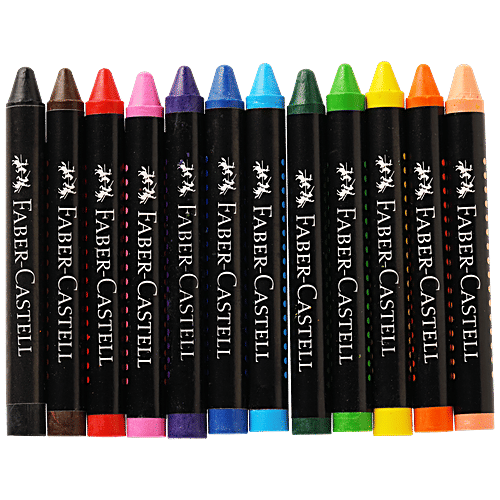 Buy Faber castell Wax Crayon Regular Long 75 Mm 12 Shades, Extra