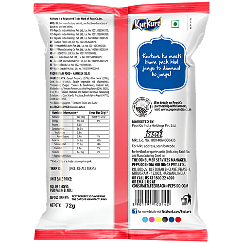 Kurkure Naughty Tomato Namkeen, 68 g  